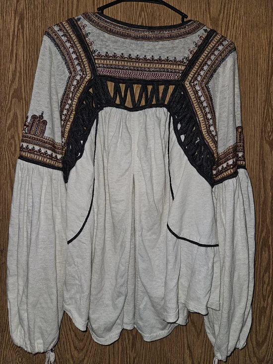 Free People Boho Embroidered Peasant Blouse - Cream - Picture 5 of 5
